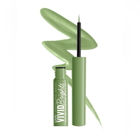 (2)-NYX PROFESSIONAL MAKEUP Vivid Brights Liquid Eyeliner Liner - GHOSTED GREEN - Picture 2 of 9